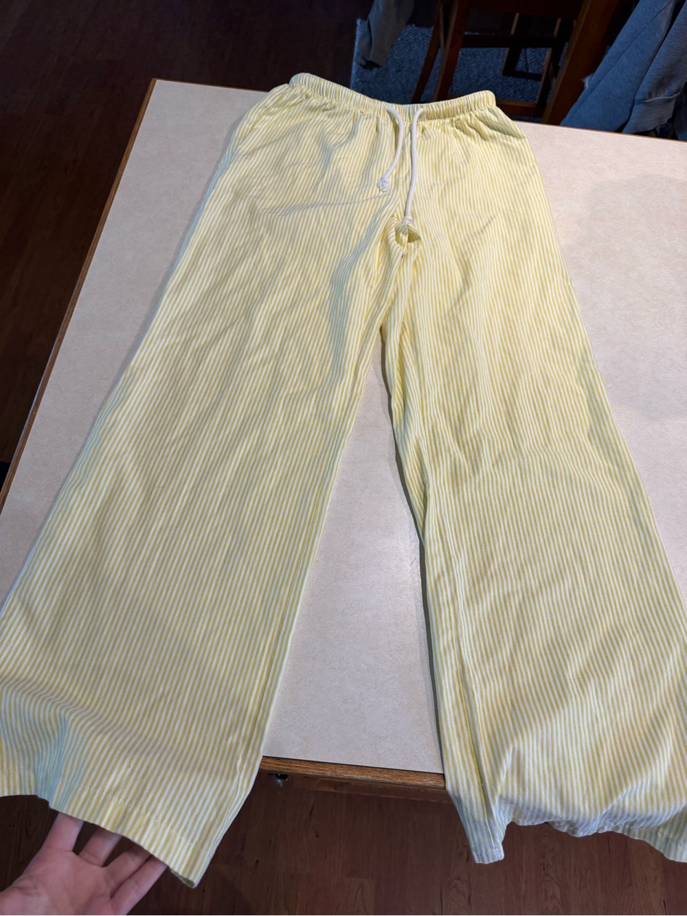 SHEIN Yellow Striped Wide Leg Pants